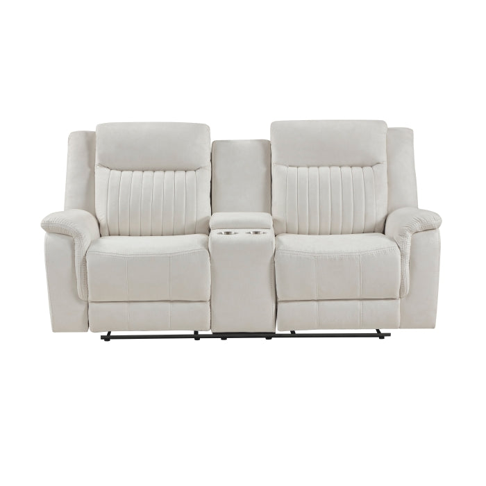 Dean Reclining Loveseat with Center Console — Beige Manual