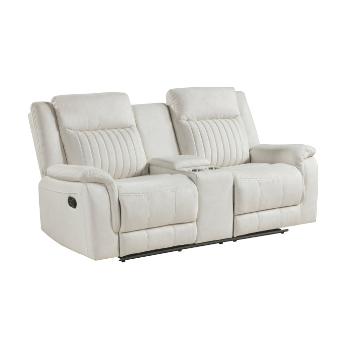 Dean Reclining Loveseat with Center Console — Beige Manual