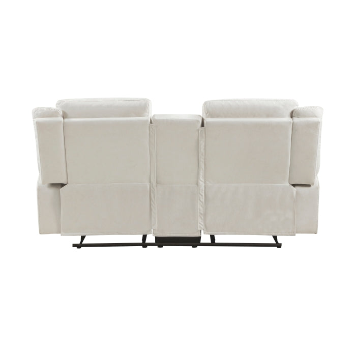 Dean Reclining Loveseat with Center Console — Beige Manual
