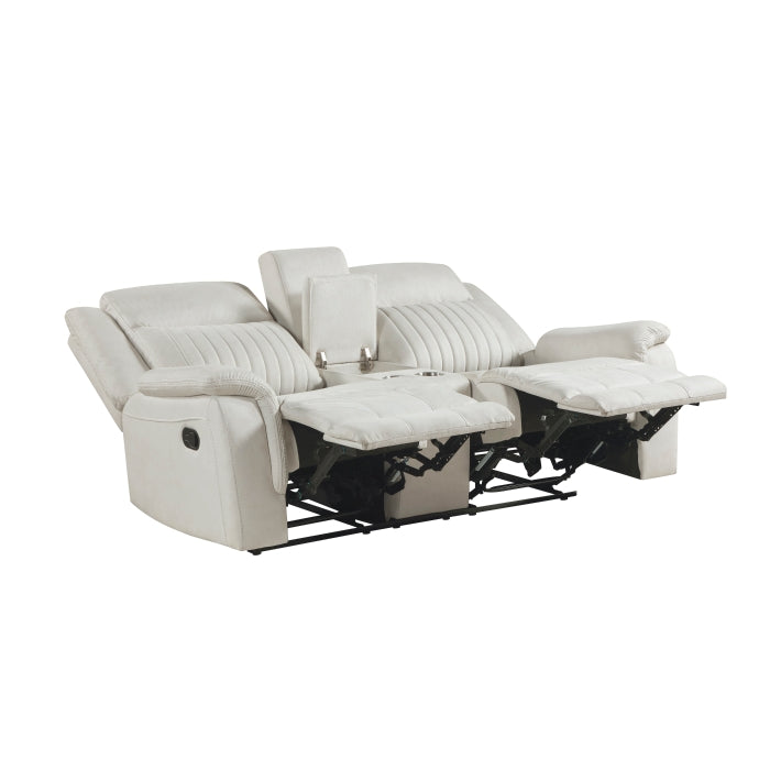 Dean Reclining Loveseat with Center Console — Beige Manual