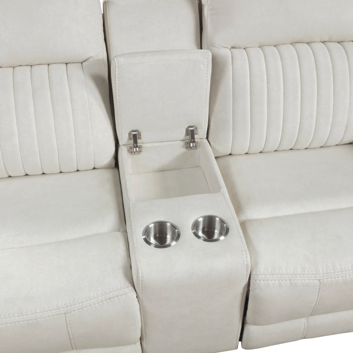 Dean Reclining Loveseat with Center Console — Beige Manual