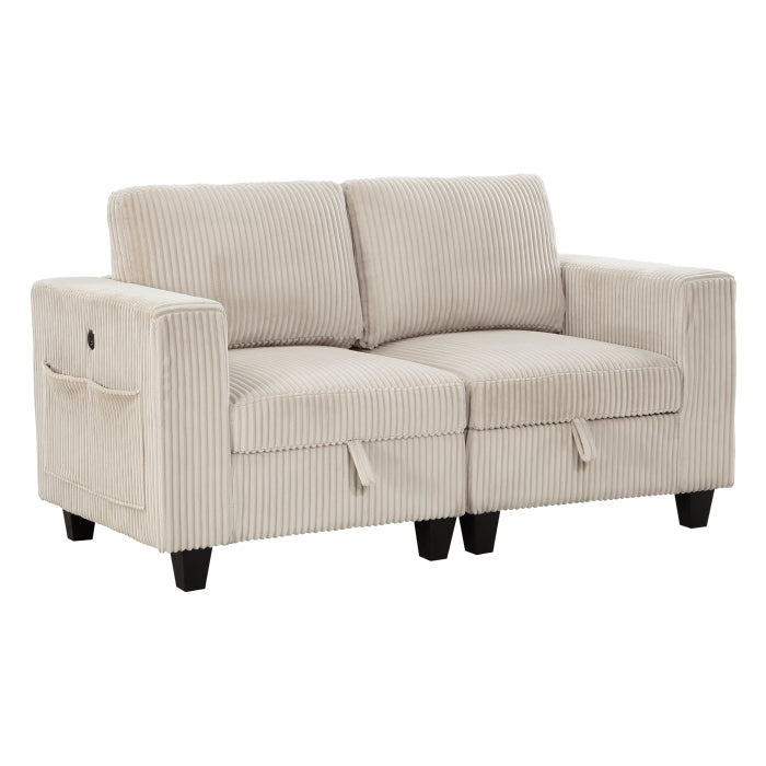 Walterboro Love Seat with Storage, Storage Pouches and Charging Ports (9650BE-2*)