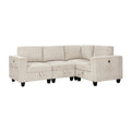 Walterboro 4-Piece Sectional with Storage, Storage Pouches and Charging Ports (9650BE*4SC)
