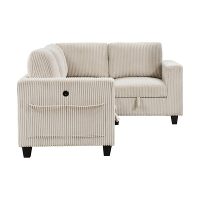 Walterboro 4-Piece Sectional with Storage, Storage Pouches and Charging Ports (9650BE*4SC)