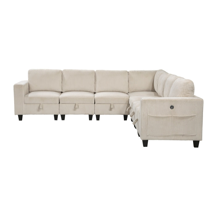 Walterboro 7-Piece Sectional with Storage, Storage Pouches and Charging Ports (9650BE*7SC)