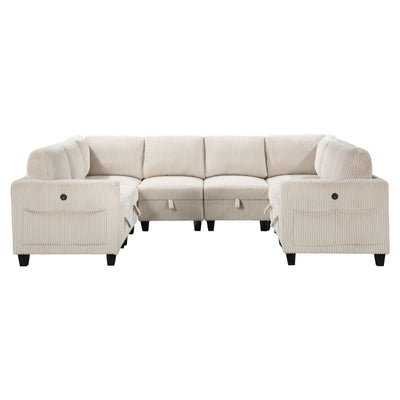 Walterboro 8-Piece Sectional with Storage, Storage Pouches and Charging Ports (9650BE*8SC)