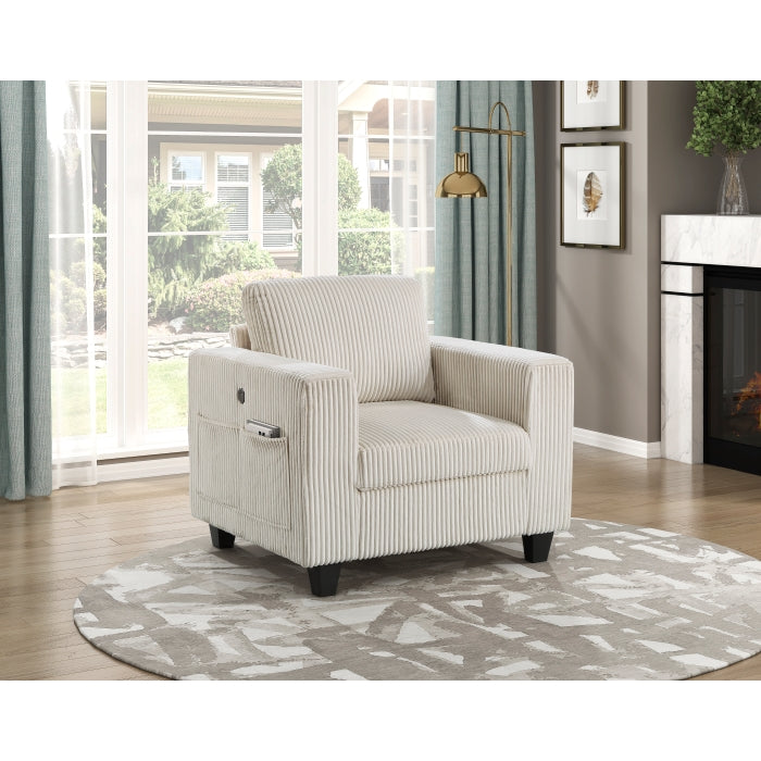 Walterboro Chair with Storage Pouches and Charging Ports (9650NBE-1)