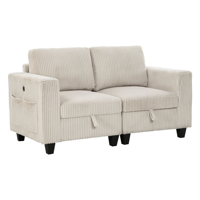Walterboro Love Seat with Storage, Storage Pouches and Charging Ports (9650NBE-2*)