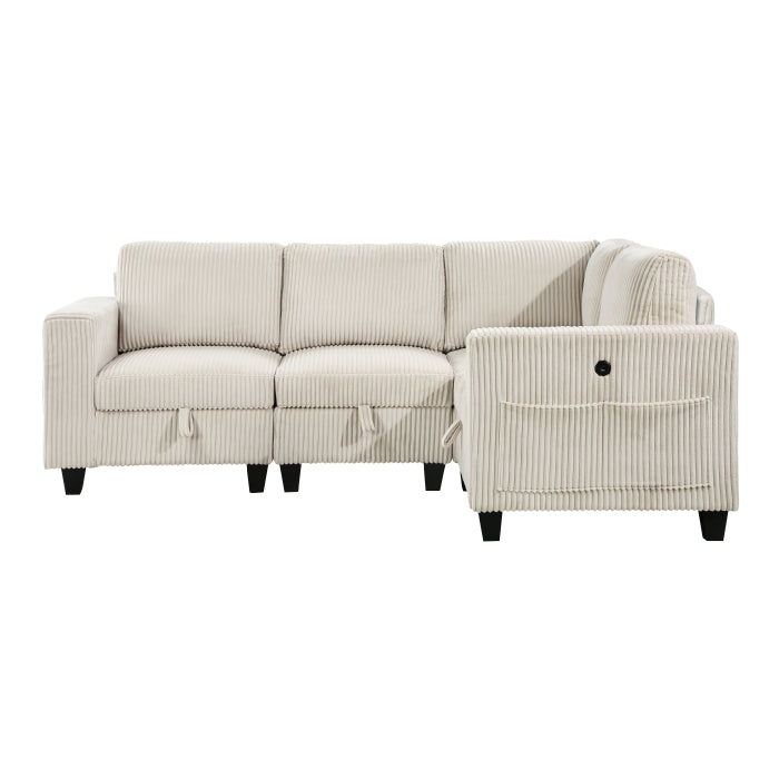 Walterboro 4-Piece Sectional with Storage, Storage Pouches and Charging Ports (9650NBE*4SC)