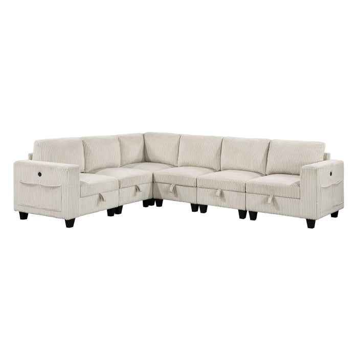 Walterboro 6-Piece Sectional with Storage, Storage Pouches and Charging Ports (9650NBE*6SC)