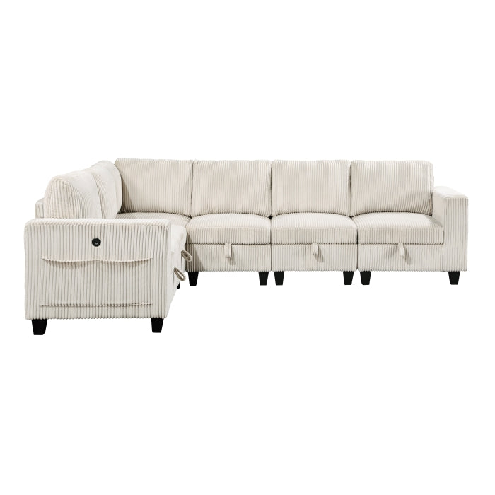 Walterboro 6-Piece Sectional with Storage, Storage Pouches and Charging Ports (9650NBE*6SC)