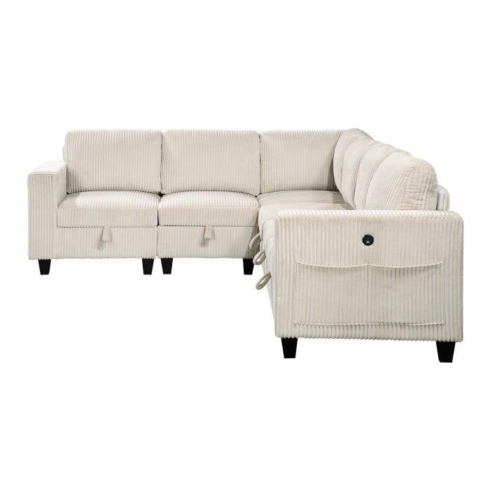 Walterboro 6-Piece Sectional with Storage, Storage Pouches and Charging Ports (9650NBE*6SC)