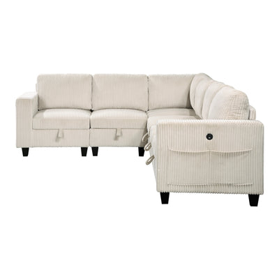 Walterboro 6-Piece Sectional with Storage, Storage Pouches and Charging Ports (9650NBE*6SC)