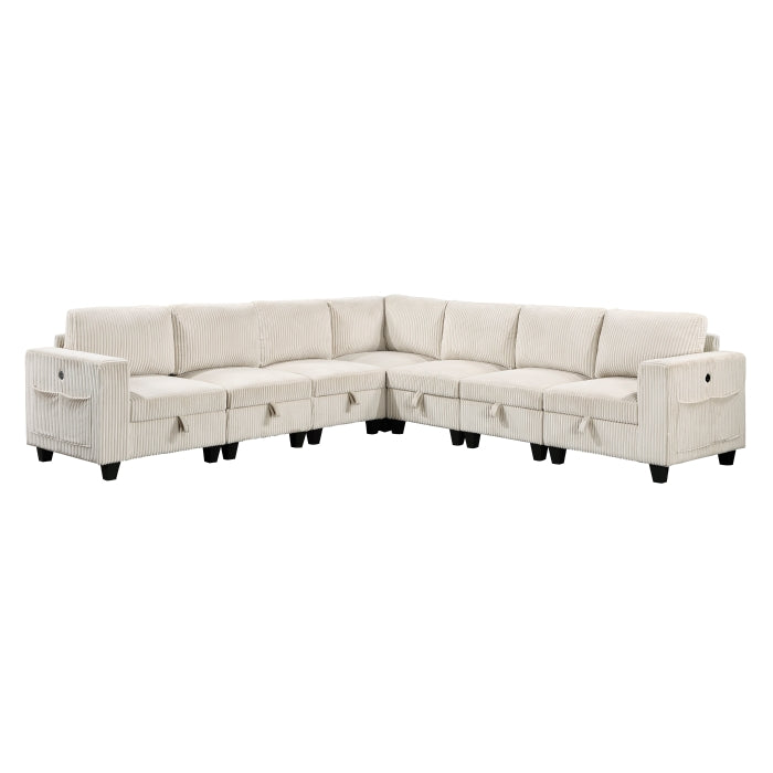Walterboro 7-Piece Sectional with Storage, Storage Pouches and Charging Ports (9650NBE*7SC)