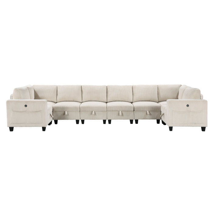 Walterboro 8-Piece Sectional with Storage, Storage Pouches and Charging Ports (9650NBE*8SC)