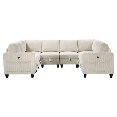 Walterboro 8-Piece Sectional with Storage, Storage Pouches and Charging Ports (9650NBE*8SC)