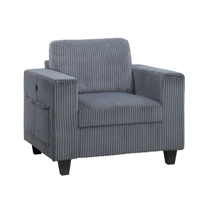 Walterboro Chair with Storage Pouches and Charging Ports (9650NDG-1)