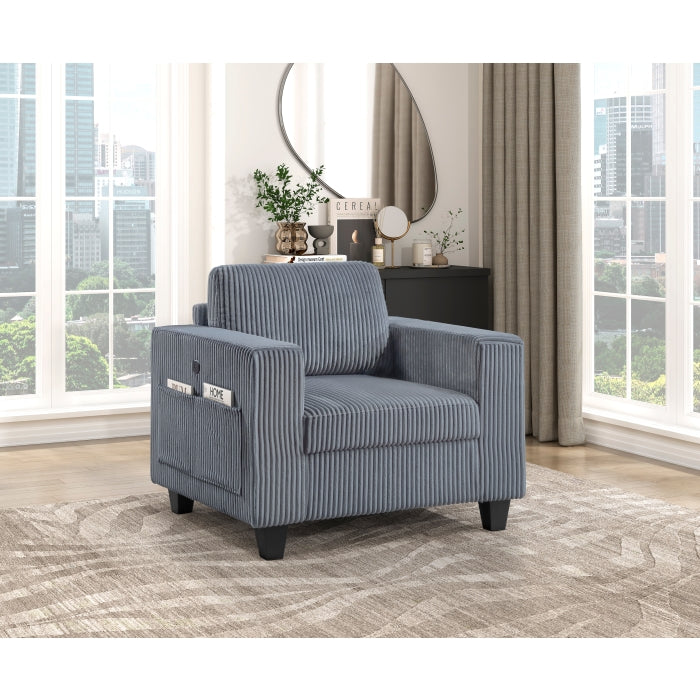Walterboro Chair with Storage Pouches and Charging Ports (9650NDG-1)
