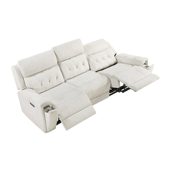 Celeste Power Double Reclining Sofa with Power Headrests, Hidden Arms Cup Holders and Charging Ports