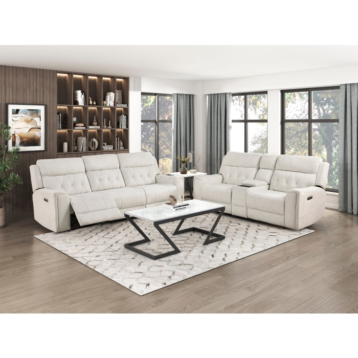 Celeste Power Double Reclining Sofa with Power Headrests, Hidden Arms Cup Holders and Charging Ports