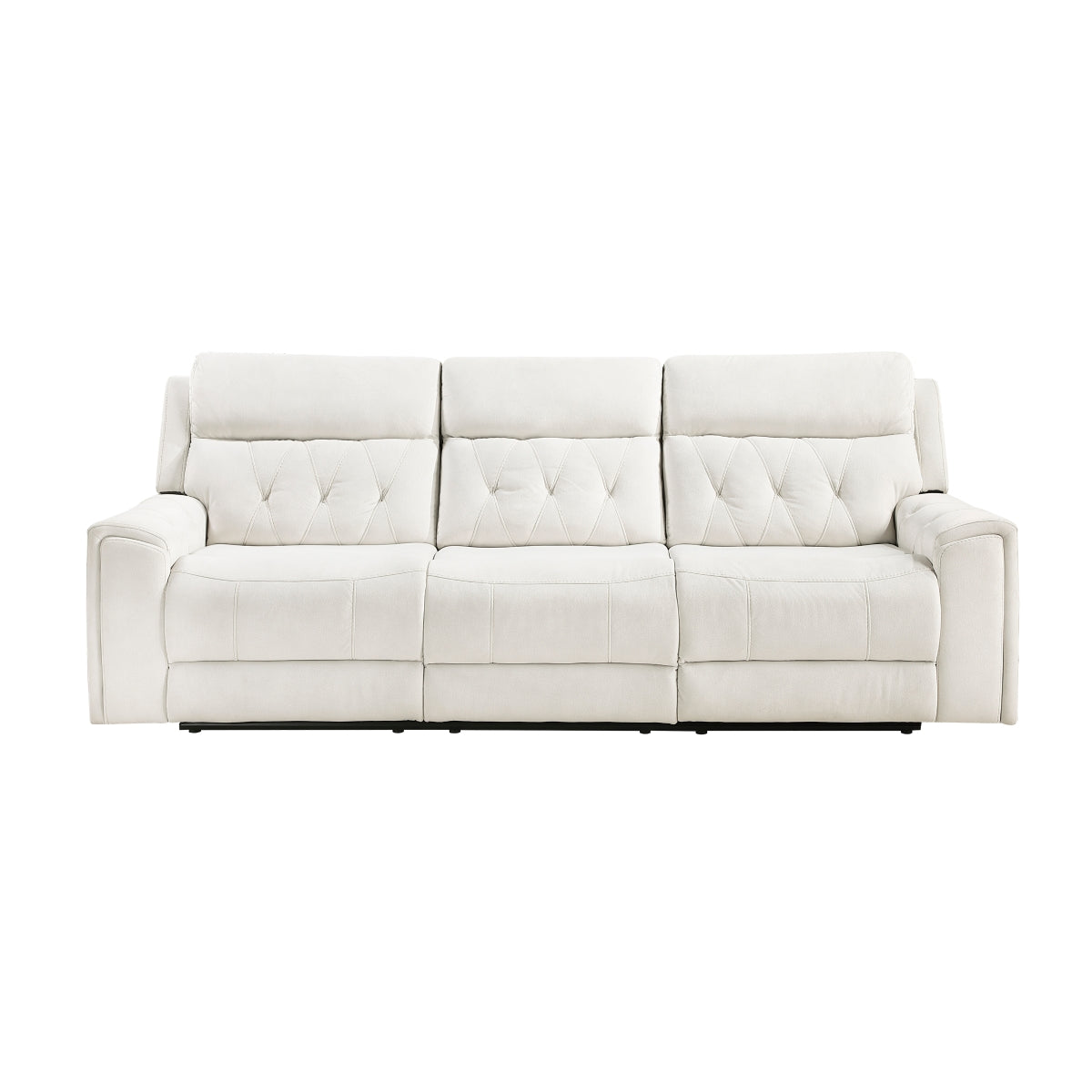 Power Double Reclining Sofa with Power Headrests, Hidden Arms Cup Holders and Charging Ports - Celeste - HD product view