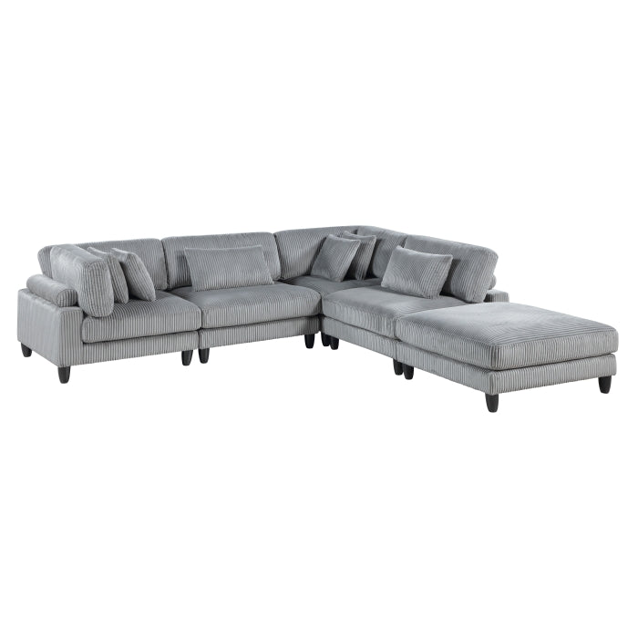 Robstown 5-Piece Modular Sectional with Ottoman (9688GY*52CR2ACOT)