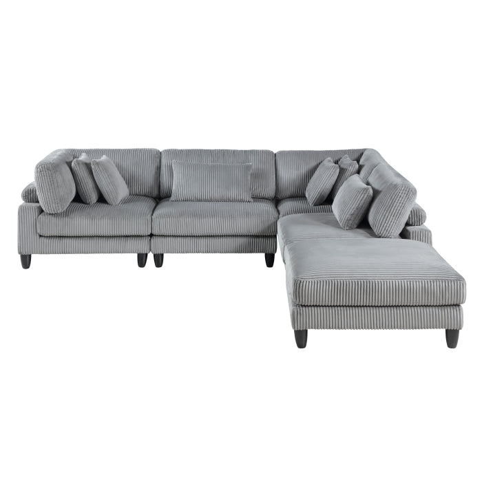 Robstown 5-Piece Modular Sectional with Ottoman (9688GY*52CR2ACOT)