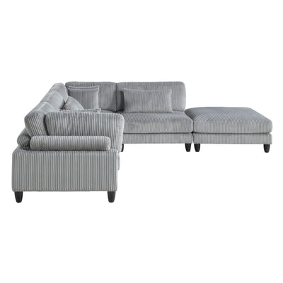 Robstown 5-Piece Modular Sectional with Ottoman (9688GY*52CR2ACOT)