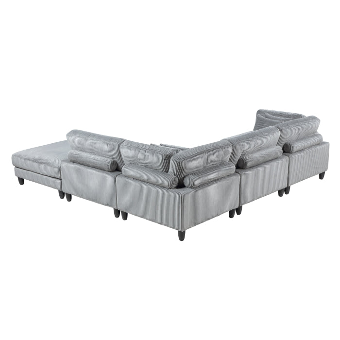 Robstown 5-Piece Modular Sectional with Ottoman (9688GY*52CR2ACOT)