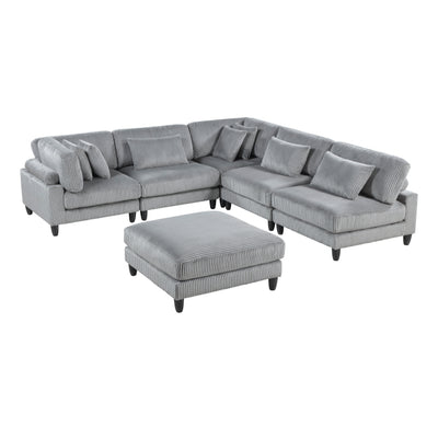 Robstown 6-Piece Modular Sectional with Ottoman (9688GY*62CR3ACOT)