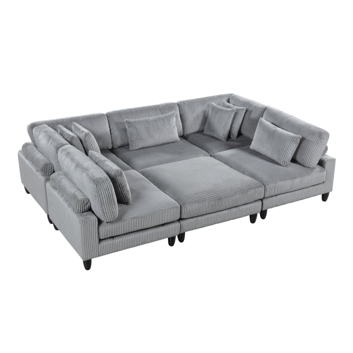 Robstown 6-Piece Modular Sectional with Ottoman (9688GY*62CR3ACOT)