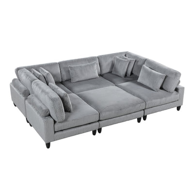 Robstown 6-Piece Modular Sectional with Ottoman (9688GY*62CR3ACOT)