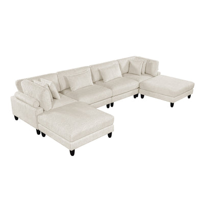 Robstown 6-Piece Modular Sectional with Ottomans (9688NBE*62CR2AC2OT)