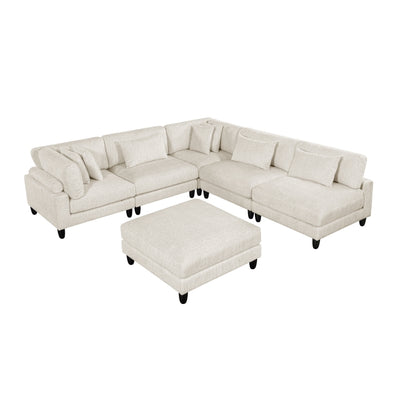 Robstown 6-Piece Modular Sectional with Ottoman (9688NBE*62CR3ACOT)