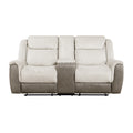 Harriette Beige Manual Reclining Loveseat — Harriette Double Reclining Love Seat with Center Console (9703BE-2)