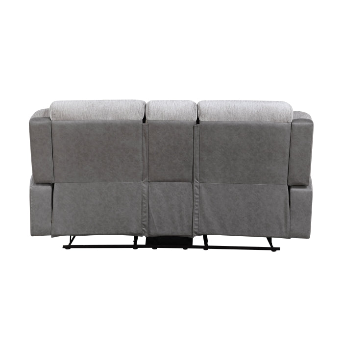 Harriette Gray Manual Reclining Loveseat — Harriette Double Reclining Love Seat with Center Console (9703GY-2)