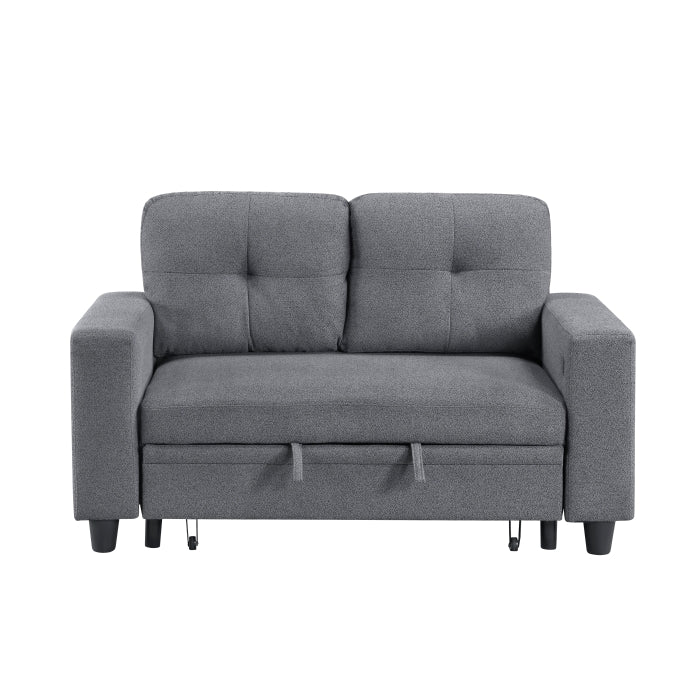 Robinson Love Seat with Pull-out Bed, Shelves and Charging Ports (9705GY-2*)