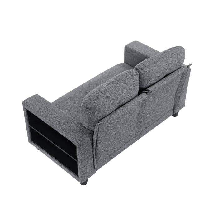 Robinson Love Seat with Pull-out Bed, Shelves and Charging Ports (9705GY-2*)
