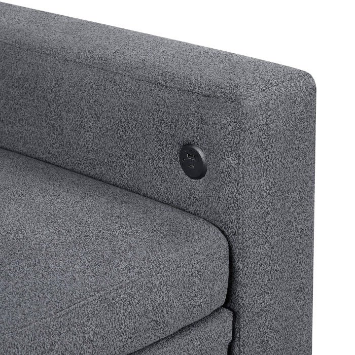 Robinson Love Seat with Pull-out Bed, Shelves and Charging Ports (9705GY-2*)