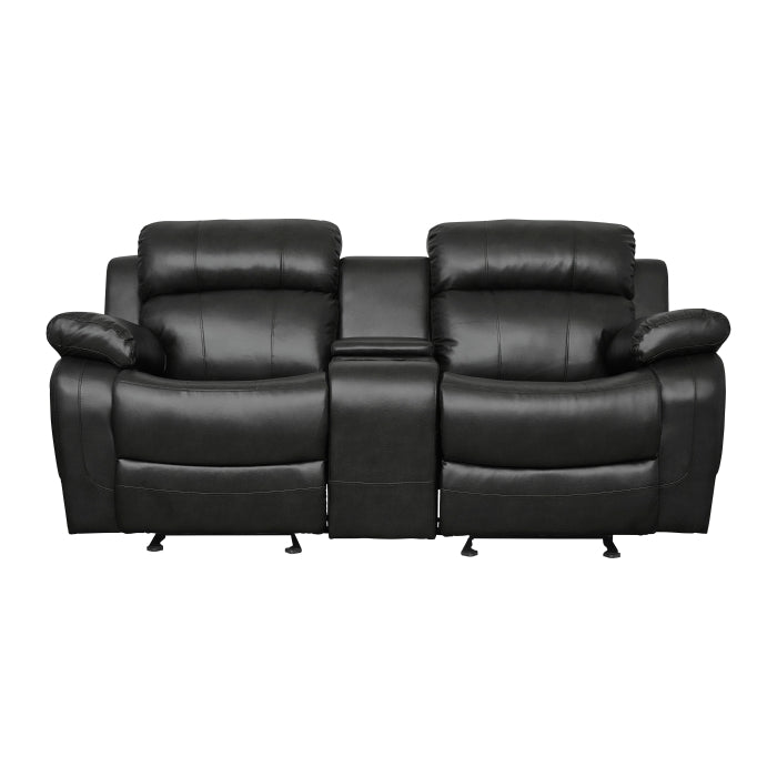 Marille Glider Reclining Loveseat with Center Console — Black Manual