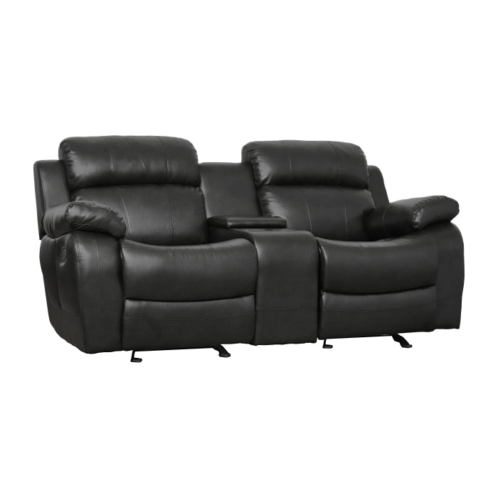 Marille Glider Reclining Loveseat with Center Console — Black Manual