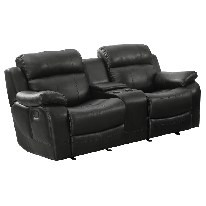 Marille Glider Reclining Loveseat with Center Console — Black Manual