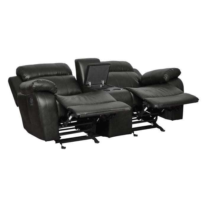 Marille Glider Reclining Loveseat with Center Console — Black Manual