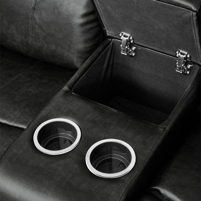 Marille Glider Reclining Loveseat with Center Console — Black Manual