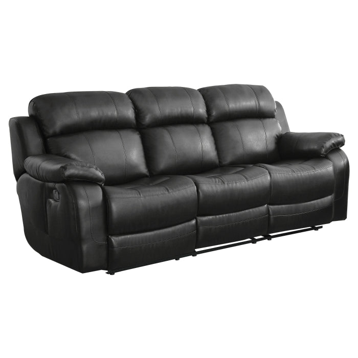 Marille Double Reclining Sofa with Center Drop-Down Cup Holders (9724BLK-3)