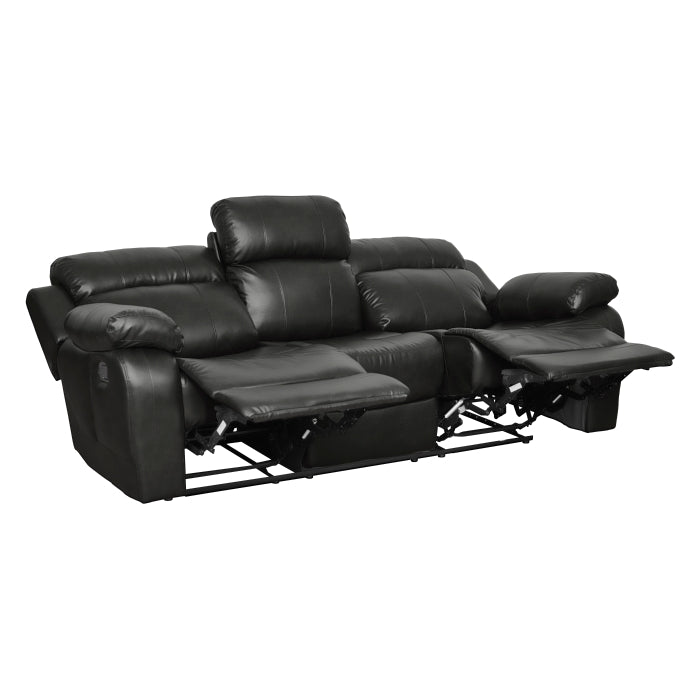 Marille Double Reclining Sofa with Center Drop-Down Cup Holders (9724BLK-3)