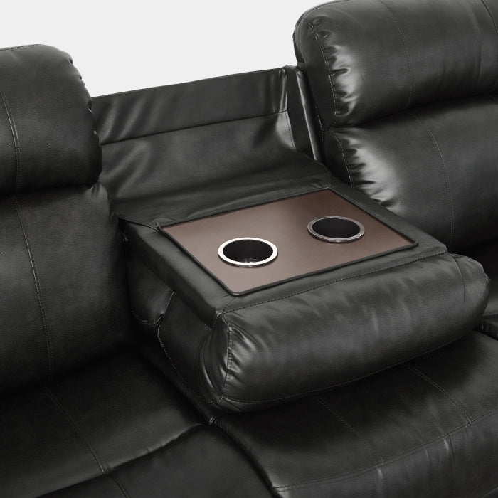 Marille Double Reclining Sofa with Center Drop-Down Cup Holders (9724BLK-3)