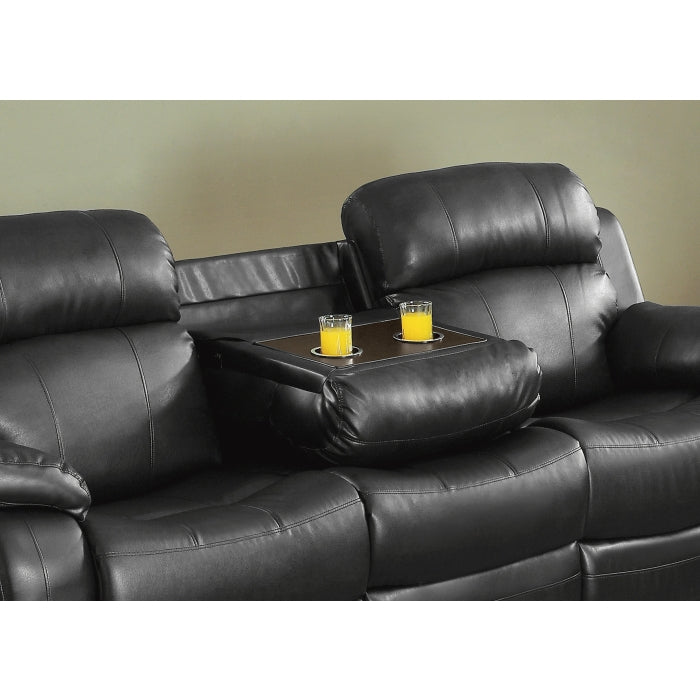 Marille Double Reclining Sofa with Center Drop-Down Cup Holders (9724BLK-3)