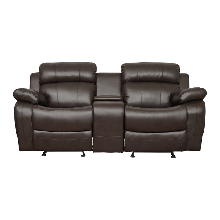 Marille Glider Reclining Loveseat with Center Console — Brown Manual