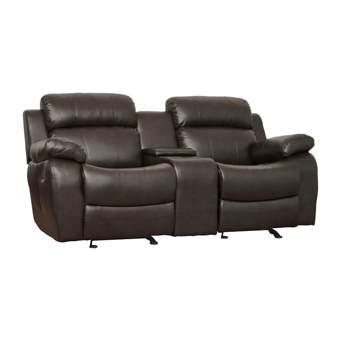 Marille Glider Reclining Loveseat with Center Console — Brown Manual
